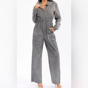 Gray Denim Jumpsuit
